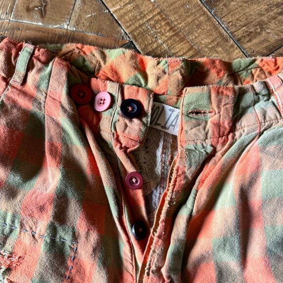 Woman's Magnolia Pearl Check Charmie Trousers Pants Orange Green One Size - Picture 5 of 9